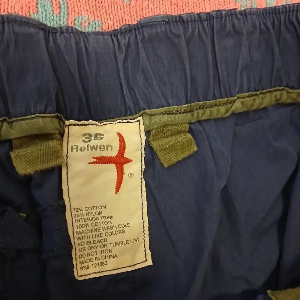 Relwen mens size 36 navy blue cargo shorts distressed 8